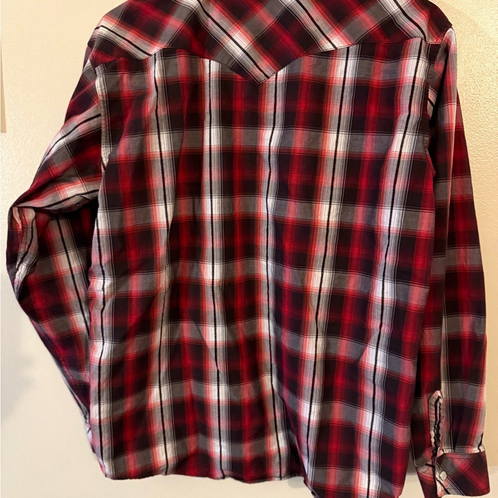 Youth Red and Black Rock 'N' Roll Cowboy Plaid Button Down Shirt